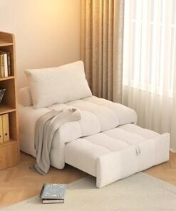 C&C Home Multifunction 2 In 1 Modern Design Convertible Extendable Sofa Bed Folding Chair Bed Single Sleeper Comfortable Ergonomic Lounge Couch Bed Napping Bed Combination Furniture for Living Room Bedroom 105 x 110 x 80CM