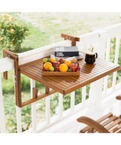 Organized Home Acacia Folding Balcony Deck Table Durable Stylish Outdoor Furniture