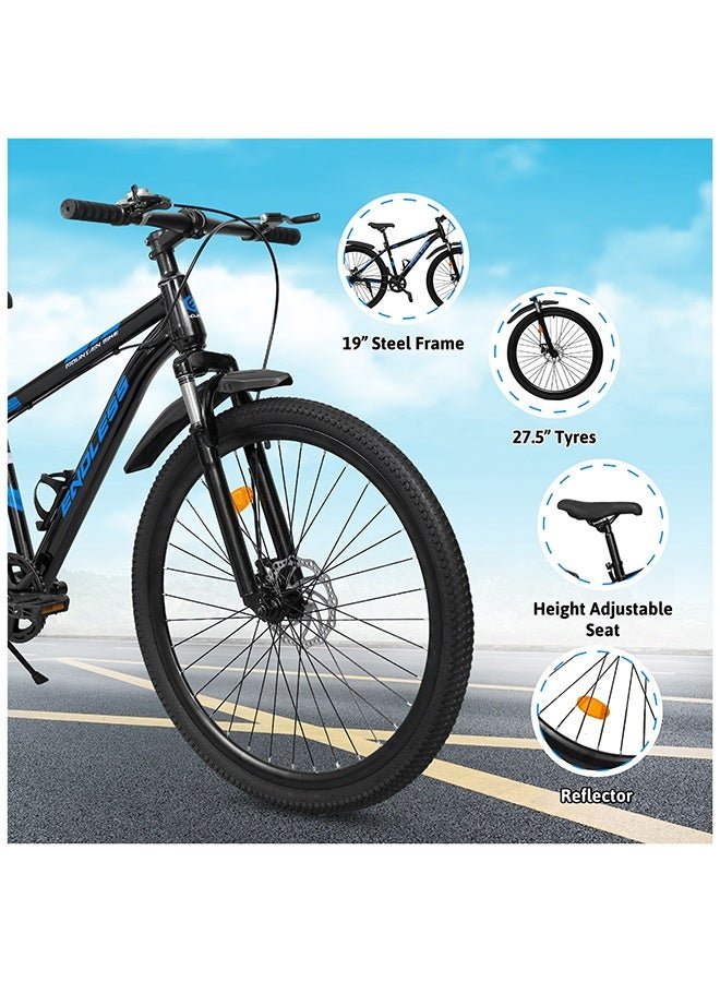 ENDLESS High Carbon Steel Mountain Bike|18 Inch Frame Size | 27.5 Inch Wheel Size | Single Speed | Dual Disc Brakes | Bike For Men & Women | Black Blue Color - Image 3