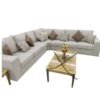 Maharat Al Bahar L Shape Carbo Mab Velvet Sofa Set 7 Seater Beige