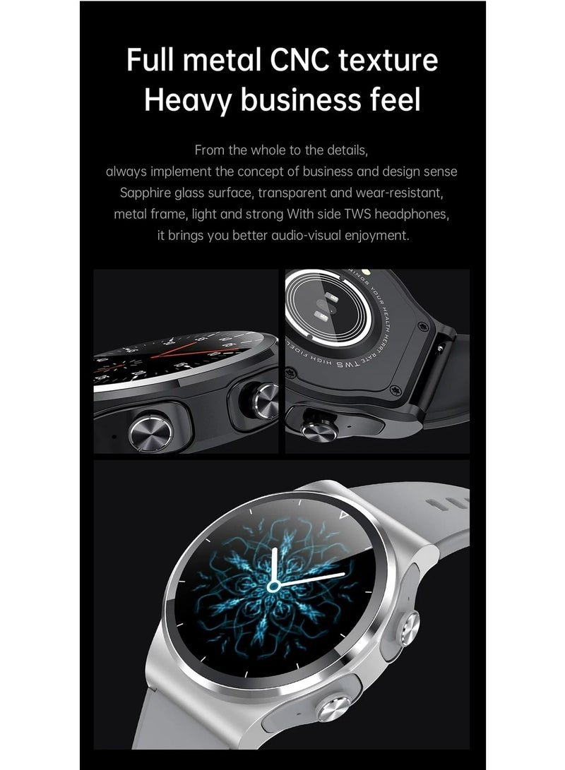 AROAQ GT69 Smart Watch TWS Earphone Heart Rate Blood Pressure Oxygen BT Call Music Sports Men Women Smartwatch Gray