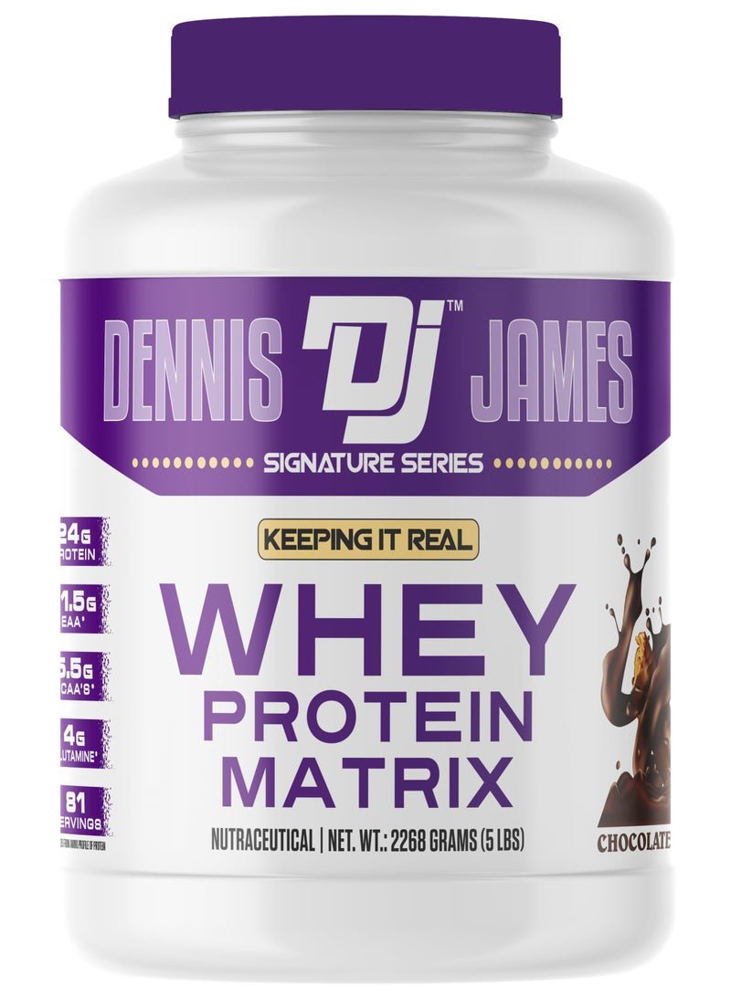 DENNIS JAMES Signature Series Whey Protein Matrix 5lbs - Advanced Muscle Building Formula (Chocolate Fudge)
