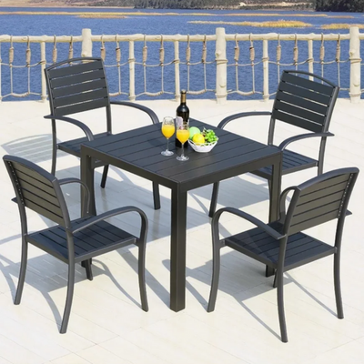 Modern 4-Seater Black Outdoor Dining Set – Durable, Stylish & Perfect - Metal + WPC Fibre - Image 5