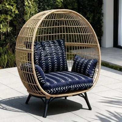King Wicker Oversized Egg Basket Chair for Living Room , Balcony , Patio , Garden