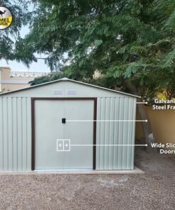 CamelTough Outdoor Metal Storage Shed 11.2 X 10.6 feet, With Shelf Rack and Heavy Duty Storage Boxes 75L & 60L, Garden Shed Combo, Weather Resistant, for Tools Patio Furniture and Garage - CT-207