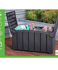 Strata Garden Storage Box, HTC-STR-754, 300 Liters, Black, 115 X 55 X 60 Cm, 300 L