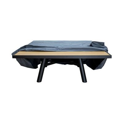 Small Square Fire Pit Table Color Natural Teak & Black - Aluminium Frame - Image 5
