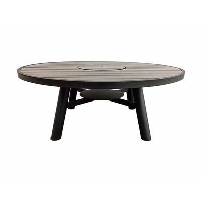 Small Round Fire Pit Table Color Dark Mahogany & Black - Aluminium Frame - Image 4