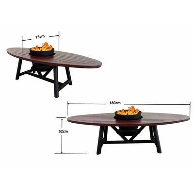 Small Oval Fire Pit Table Color Dark Mahogany & Black - Image 5