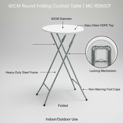 60CM Round Cocktail Table (White) – Ø60×110 cm - Image 4