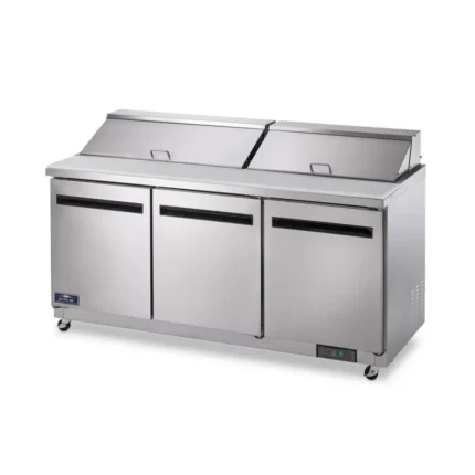3-Door Food Prep Table Refrigerator SS DSP72-18-S3