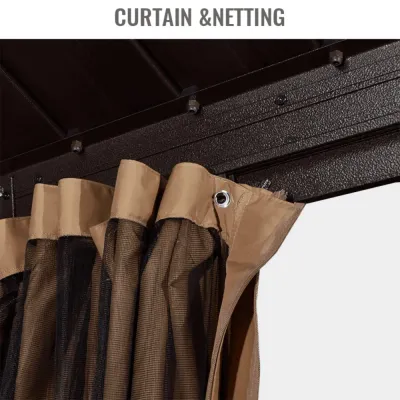 Extend Waxed Garden Gazebo with Waterproof Curtain and Mosquito Net ( Grey ) - Image 5