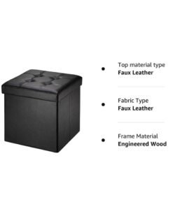 Alternative view of WALALLA Multifunctional Foldable Leather Cube Storage Organizer, Foot Rest, Lid Stool Seat Chair, Folding Storage Ottoman Storage Ches Box, Bench, Chest with Thickening Square Seat Padded