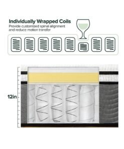 Alternative view of Zinus Pocket Spring Hybrid Mattress, King, Fiberglass Free, Medium Feel, Motion Isolation, Certified Safe Foams & Fabric, Mattress in A Box (193.0 X 203.2 X 30.5 CM)