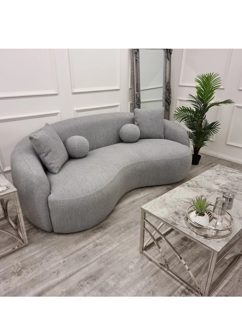 Wooden Twist Boucle Fabric Modern 3 Seater Sectional Sofa