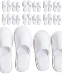 MODLUX Spa Slippers 12 Pairs of Cotton Velvet Closed Toe Slippers with Travel Bags Thick Soft NonSlip Disposable Slippers Fits Most Men and Women Perfect for Home Hotel or Commercial Use