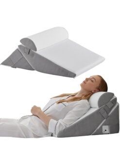 NIUB Wedge Pillow Set,  3Pcs Adjustable Bed Wedge Cushion for Relieving Back Pain, Acid Reflux and Snoring,  Memory Foam Back Support Pillow for Sleeping, Pregnancy and Postoperative Care