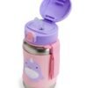 Skip Hop Zoo Stainless Steel Straw Bottle - Narwhal - Spill-Resistant Kids Bottle