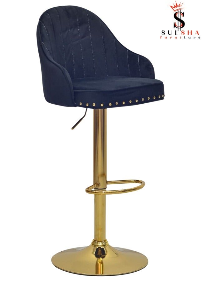 ALWASIT HOME Modern Adjustable Barstools 360° Swivel Counter Stools with Golden Base Upholstered Open Back Tall Bar Chairs with Footrest for Home Pub Kitchen