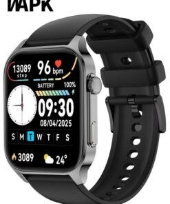 WAPIK Korean Brand X5S Smart Watch,Business Smartwatch,Waterproof Fitness Watch, Bluetooth Calling,Smart watch for Men, Zinc Alloy Vacuum Plating, Heart Rate Monitoring,Smart watch for women Black