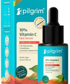 PILGRIM 10 Percent Vitamin C Face Serum 30ml Daily Brightness Glowing Skin Reduces Dark Spots Evens Skin Tone Fragrance Free For Men and Women All Skin Types