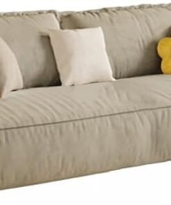 Comfynest Modern Brown Anti Cat Scratch Fabric Sofa With Pillow Top Arm And Stain Resistant Feature Sponge Seat Filling