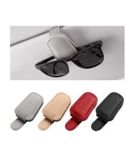 Tersely Sunglasses Holder for Car Visor Universal Magnetic Adsorbed Leather Eyeglasses Holder Glasses Hanging Storage Clip Car Visor Accessories Ticket Card Clip for Car Accessories Parts(Grey)