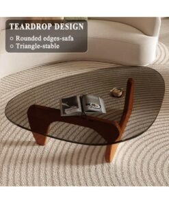Alternative view of WALALLA Mid Century Modern Glass Coffee Table, Small Coffee Table for Living Room, Elegant and Functional Coffee Tables Suitable for Bedroom Living Room Reception Office Table,Walnut/Black