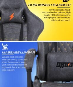 Alternative view of DROGO Gaming Chair Drogo Ergonomic  with 7 Way adjustable Seat PU Leather Material Desk Chair Head & USB Massager Lumbar Pillow Video Games Chair Home Office Chair with Full Reclining Back Footrest Grey