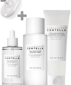 SKIN1004 Madagascar Centella Tone Brightening Boosting Pack – Foam Cleanser 125ml, Toner 210ml & Capsule Ampoule 100ml Set – Hydrating & Radiance-Enhancing Skincare Trio 435ml