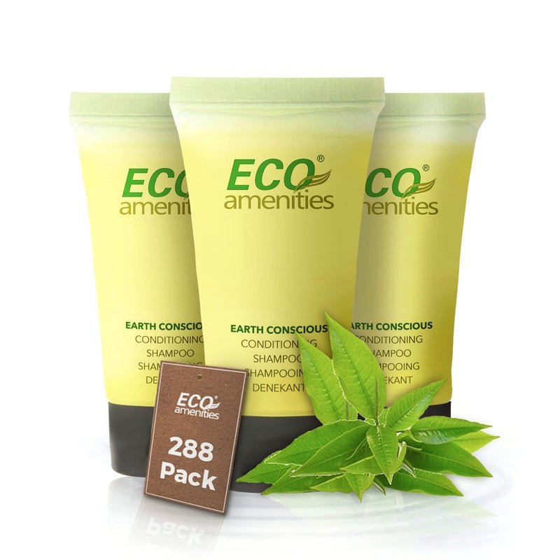 ECO Amenities Conditioning Shampoo Travel Size Shampoo and Conditioner Sets Mini Shampoo Conditioner Sets 2 in 1 Shampoo Conditioner Green Tea Scent 075 Fl Oz Pack of 288