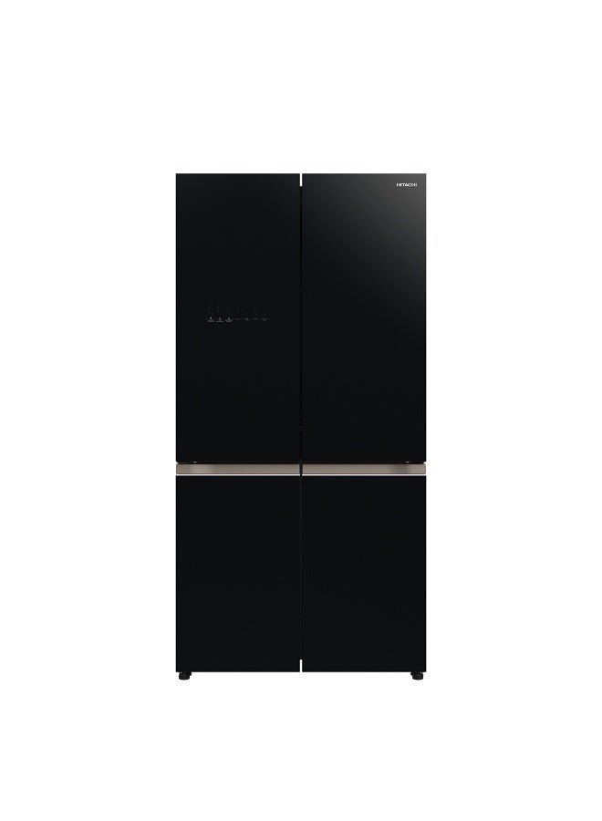 HITACHI 720L Gross Side by Side 4 Door Premium Refrigerator,10 Year Warranty on Inverter Compressor, French Door Fridge Dual Fan Cooling, Automatic Ice Maker-Quick Freezing RWB720VUK04GBK Glass Black