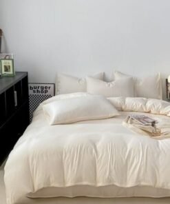 LUNA Home King size 6 piece bedding set without filling, washable cotton milky white color.