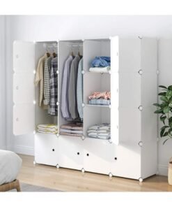 DubaiGallery Portable Closet Storage Rack Environmentally Friendly Resin Material, DIY Assembly. Modular Bookcase, Bedroom, Storage Rack with Door
