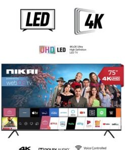 NIKAI 75 Inch UHD LED WebOS Smart Tv Platinum Series, Magic Remote, Cinema Screen Design 4K Ultra HDR, Dolby Audio, Smart Voice Control, Apps YouTube, Netflix, Shahid, 60Hz, Model 2019, 2 Year Warranty, NIK75MEU4STN Grey