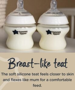 tommee tippee Pack Of 2 Closer To Nature Baby Feeding Bottles With Anti-Colic Valve, Slow-Flow, 0 Months +, 2 X 260 ML, Clear - Image 4