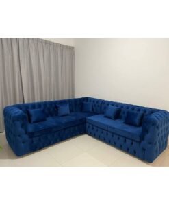 Maharat Al Bahar Regal Modern Luxury Fabric Sofa Set Living Room Furniture 5 Seaters Blue 270x270x80 cm