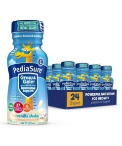 Pink Rhyme PediaSure Grow & Gain with Immune Support, Kids Protein Shake, 27 Vitamins and Minerals, 7g Protein, Helps Kids Catch Up On Growth, Non-GMO, Gluten-Free, Vanilla, 8 Fl Oz (Pack of 24)