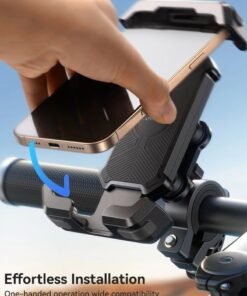 JOYROOM Shockproof 360° Rotating Adjustable Bike Phone Holder with High Quality Vibration Absorption Technology & Secure Lock – One-Handed Operation, Strong Grip, Universal Fit for All Smartphones – Road & MTB Handlebar Compatible for Cycle, Bike, Scooters and more - CE Certified (Engineered for your Phone's Safety) - Image 4