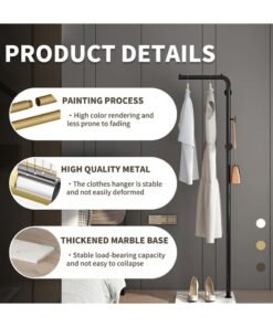 Alternative view of YQbest Metal Coat Rack Freestanding Coat Hanger Stand With 3 Hooks Clothing Rack with Natural Marble Base, Modern Coat Stand for Entryway Living Room Bedroom Office