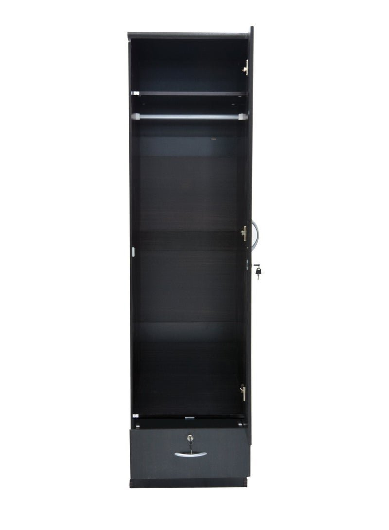 Multi Home Furniture Single Door Wardrobe for Clothes with Drawer Lock, Engineered Wood Storage Cabinet Cupboard for Bedroom Furniture, Wenge Finish Almirah for Clothes