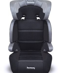 Harmony Dreamtime Deluxe Comfort Booster Car Seat – Heather Grey | 2-in-1 High-Back & Backless | 40–110 lbs | Adjustable Headrest | 3-Across Seating