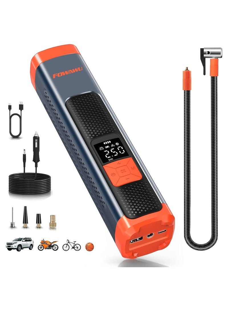 FOWAWU 150PSI Portable Air Compressor, 2000mAh*3 Tire Inflator Electric Air Pump with LED Flashlight/DC 12V,Smart Digital Air Pressure Detection Electric Inflator Pump for Car Bike Motorcycle Ball