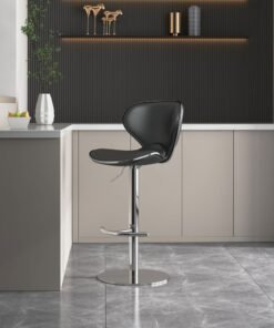 Alternative view of Sharpdo 2-Piece Bar Stool Set, Nappa Leather High Back Bar Stool, Comfortable and Adjustable High Bar Stool, 360° Rotation, Suitable for Home Kitchen Counter Restaurant High Stool
