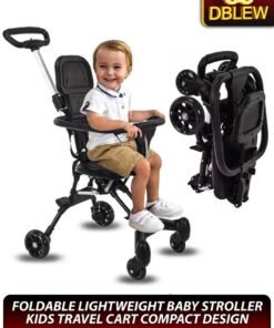 DBLEW Lightweight Compact Baby Airport Travel Stroller with Adjustable Handles and Backrest One Hand Foldable Easy Overhead Airplane Or Car Trunk Storage Shopping Walking Pocket Stroller Cart For Toddler