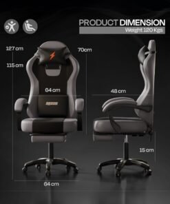 Alternative view of DROGO Aura Ergonomic Gaming Chair With Premium PU Leather Fabric, Linkage Armrest, Adjustable Neck & Lumbar Pillow | Video Game Chair | Computer Chair For Study | Office Chairs For Work From Home With Recline Black / Light Grey