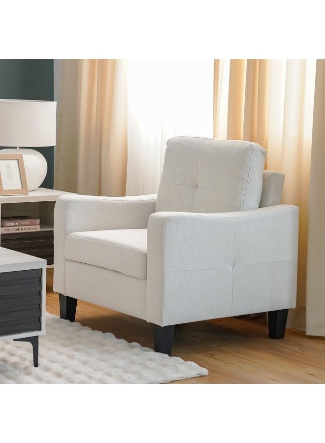 DANUBE HOME Supreme 1 Seater Fabric Sofa Armchair Modern Design Single Seater Accent Chair Comfortable Living Room Furniture L91Xw80Xh88Cm - Cream - Image 4