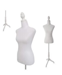 Arabest Female Dress Form Mannequin Torso with Wooden Tripod Stand 55-67 Inch Height Adjustable Mannequin Body for Sewing Counter Window Display,White