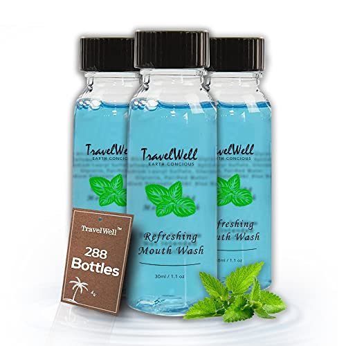 Travelwell Individually Wrapped Hotel Toiletries Amenities Disposable Outlast Mouthwash Bulk Travel SizeLong Lasting Mint1 Fl Ounce288 Bottles per Case