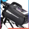 Cuken 1 Pack 6.5 Inches Waterproof Bike Phone Holder Bag, Front Handlebar Frame Mount with Touch Screen and Storage Compartment for Cycling, Black